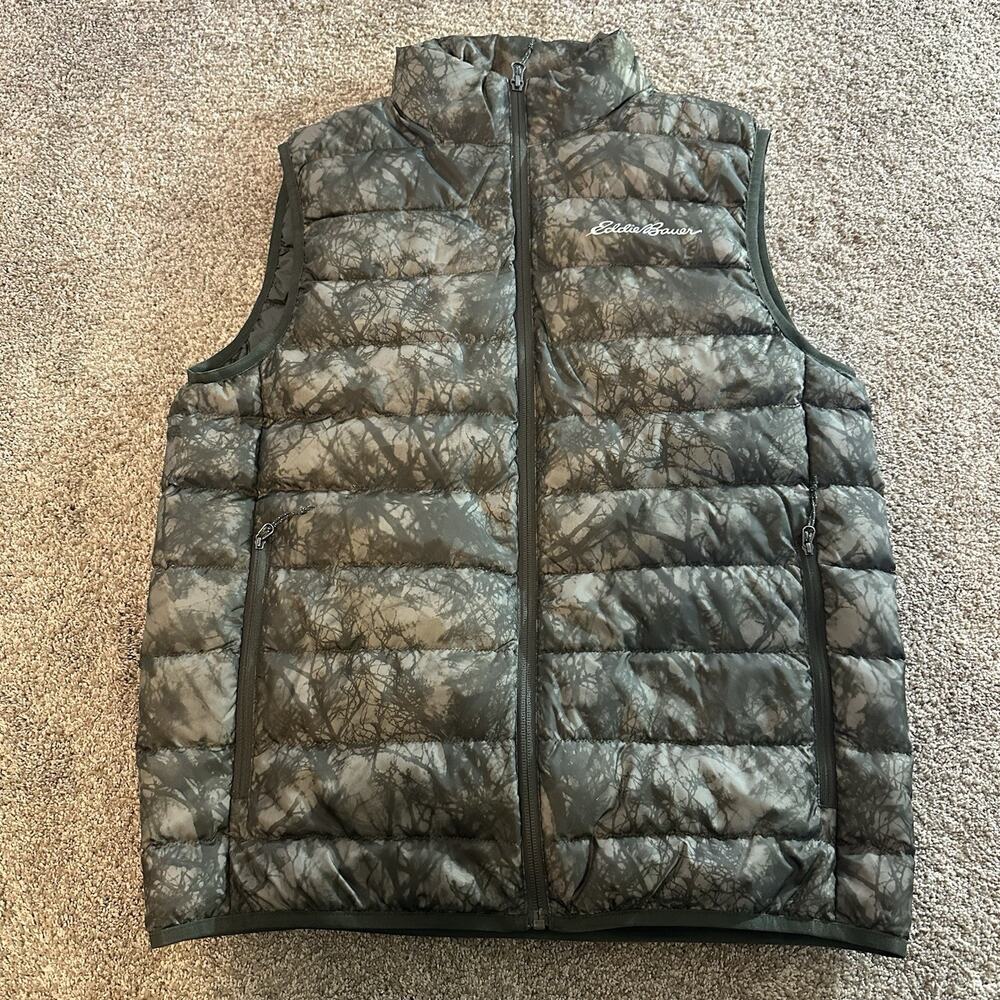 Eddie Bauer Mens EB 650 Fill Vest Small Camo Puffer Packable Down Camouflage